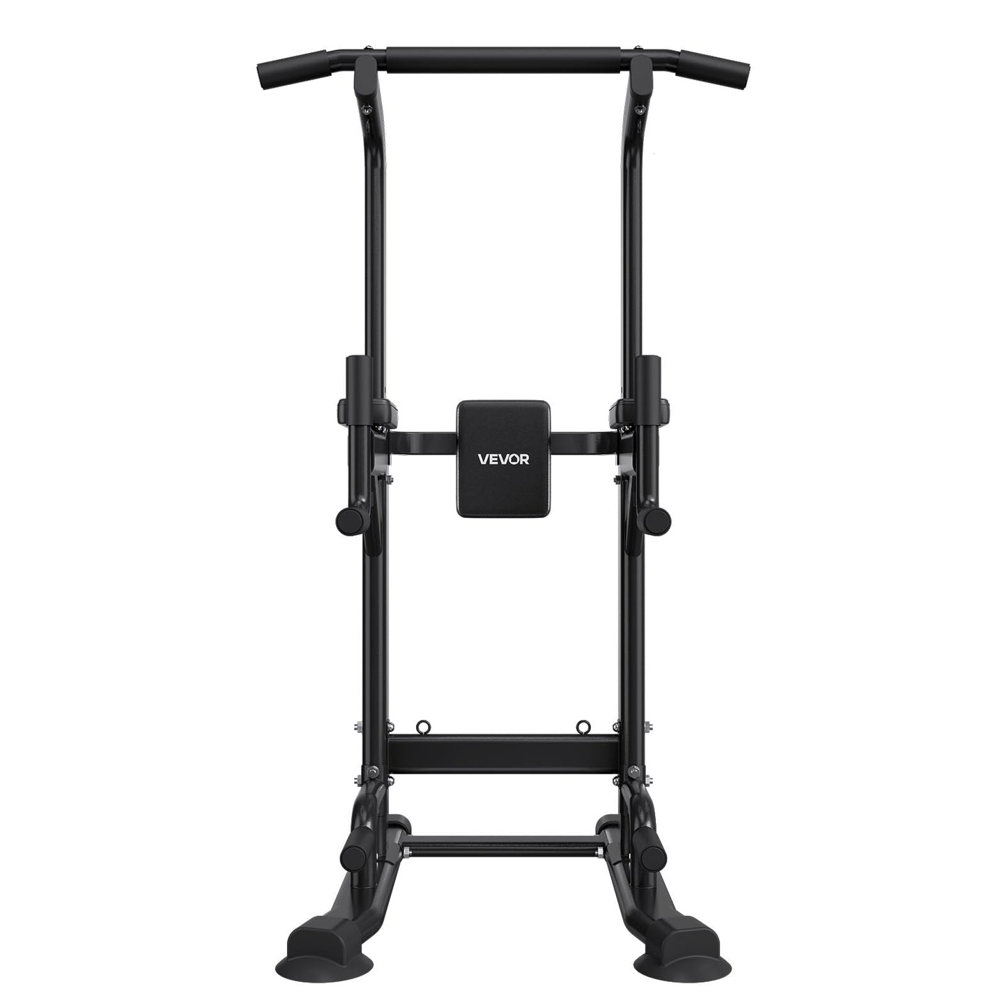 VEVOR Pull Up Bar, 330 LBS Power Tower Dip Station, Workout Dip Station with H-Shaped Stable Base & Back Pad, Adjustable 12 Level Height Free Standing Chin Up Bar for Back, 4-Level Adjustable Back Pad