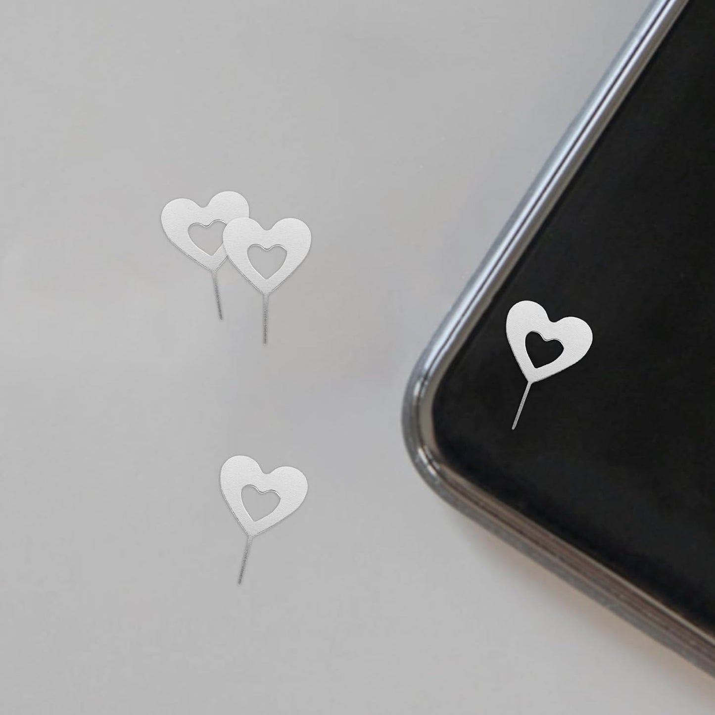100pcs NOLITOY Heart-Shaped Sim Card Pin Ejector Tool for Mobile Phones and Tablets, Universal Sim Tray Remover Needle