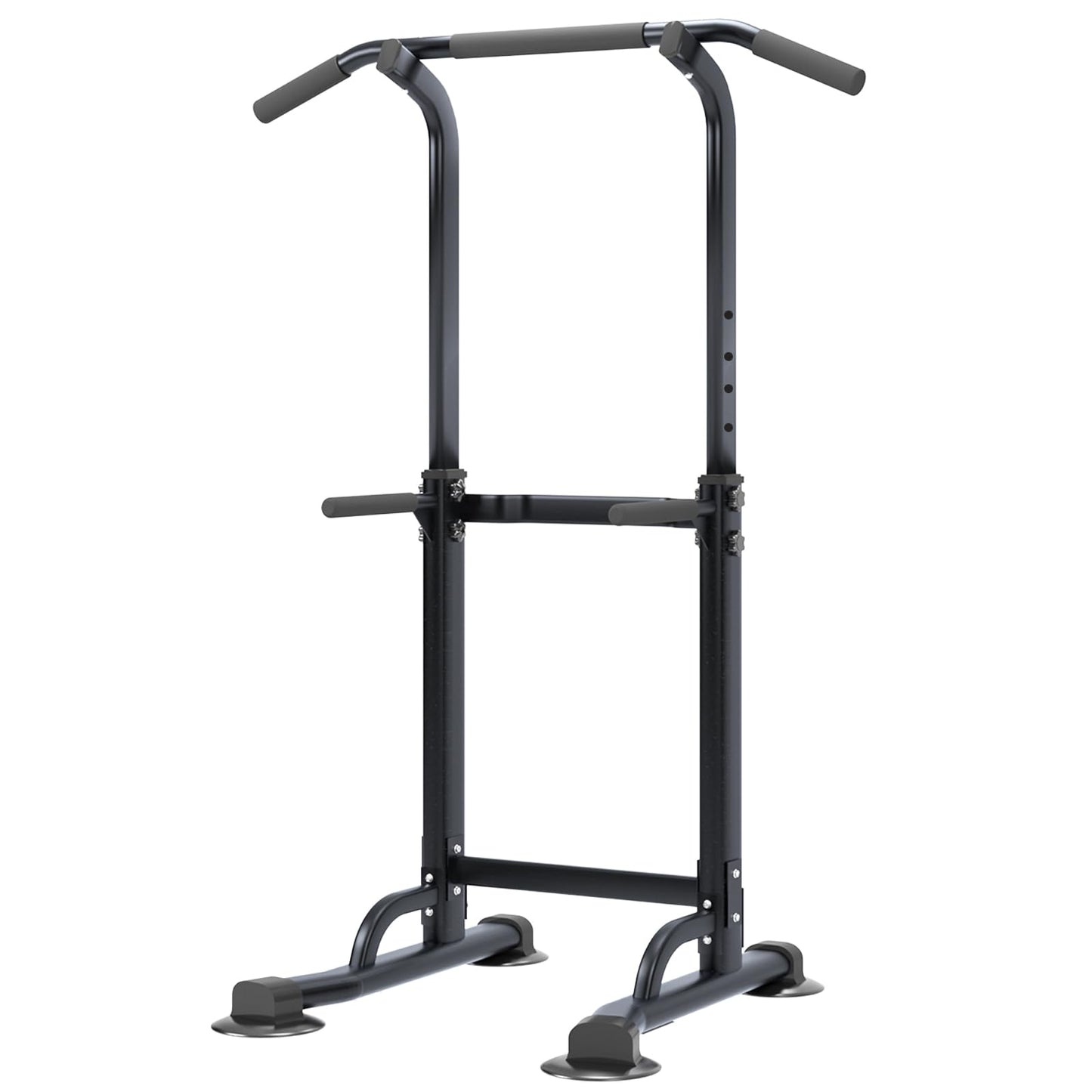 DlandHome Power Tower Pull Up Dip Station Multi-Function Fitness Equipment for Strength Training Adjustable Height Dip Stand for Home Gym, Black