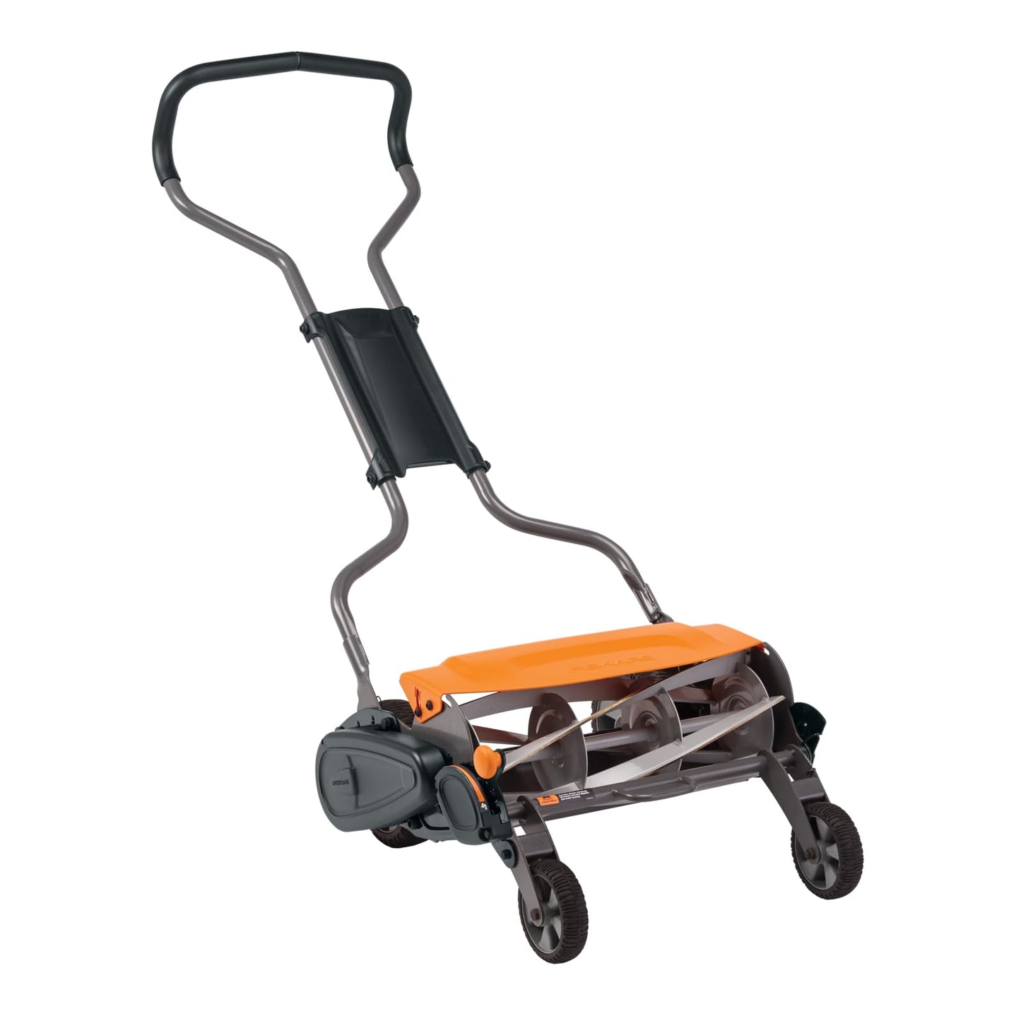 Fiskars Push Mower, Cut Width Manual Reel Mower with No Motor, Eco-Friendly Manual Reel Lawn Care, 18", Black