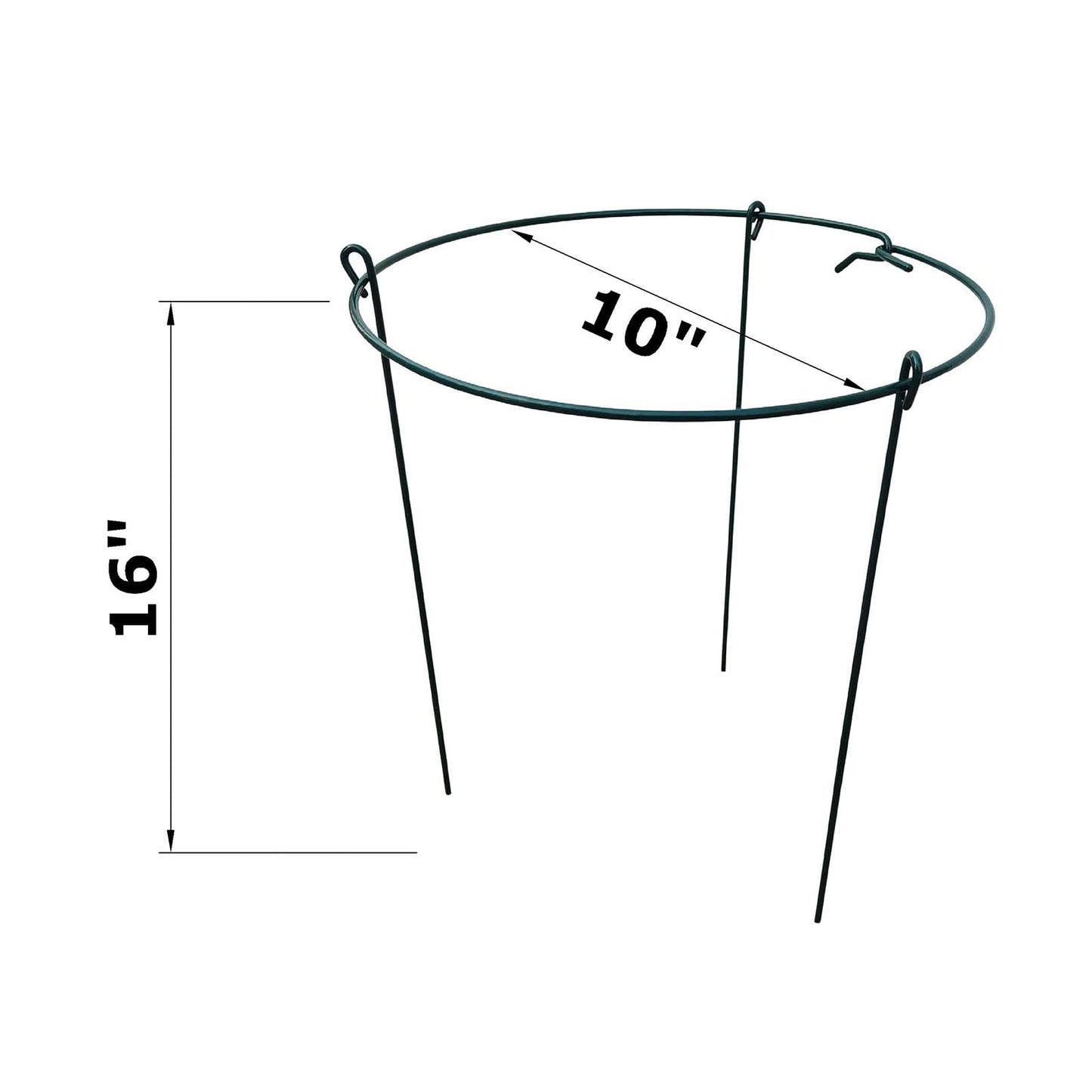 10 Pack 10" Wide x 16" High Peony Cage Rings Garden Plant Support Brace Round Metal Plant Stakes Rings, Strong Large Garden Supports for Flowers, Peonies, Rose, Lily