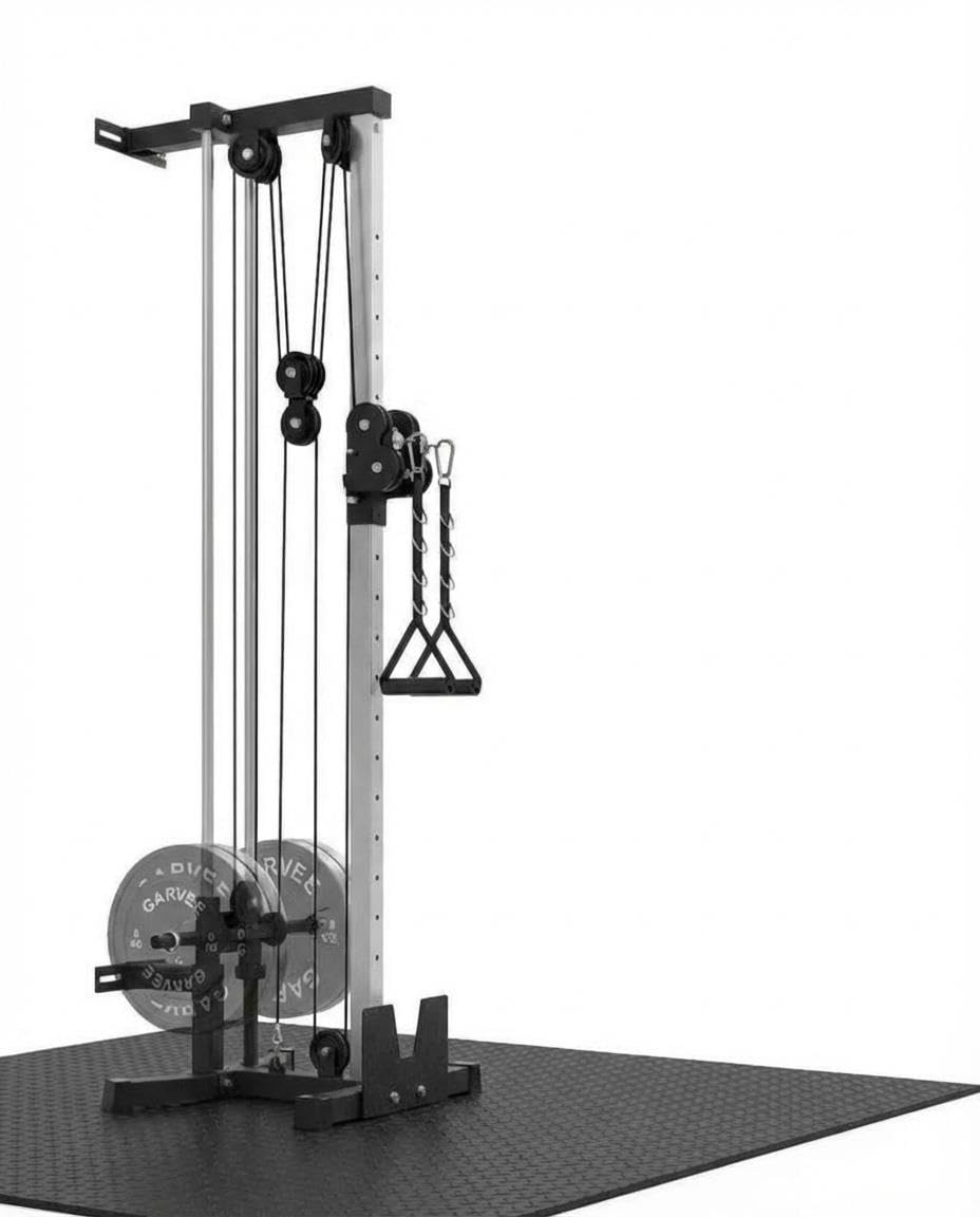 Wall Mount Cable Machine, 19-Position Dual Pulley LAT Pulldown & Crossover System for Home Gym, 400lb Capacity, Garage & Apartment Strength Equipment