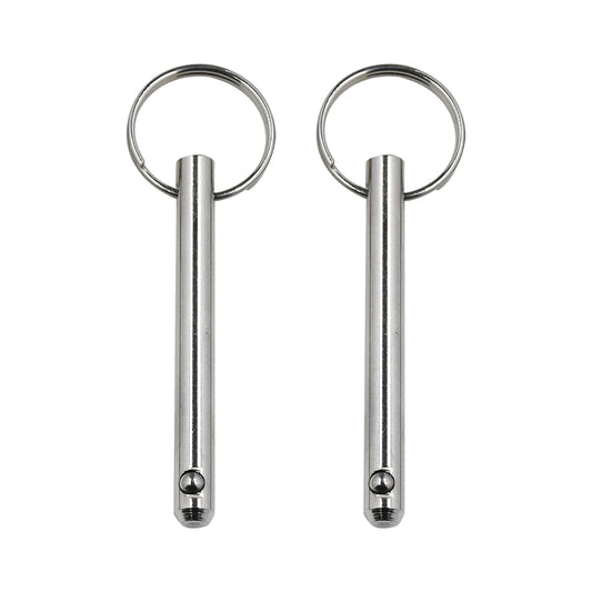 2 Pack 5/16'' Diameter Quick Release Pins, Usable Length: 2-1/4'', Overall Length: 3'', for Bimini top, Boat, Deck Hinge, 316 Stainless Steel, Marine Hardware