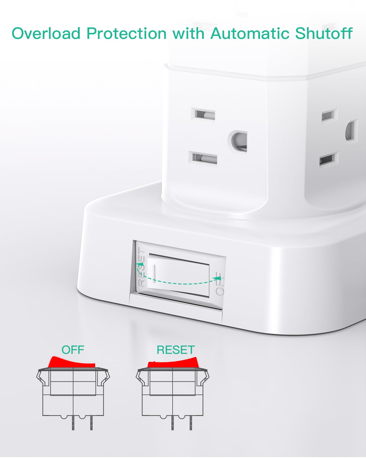 Power Strips with Surge Protection, Flat Plug Power Strip with 12 Outlets 4 USB Ports, Charging Station Tower 1875W/15A 1080J 6Ft Extension Cord with Multiple Outlets, Office Supplies, Dorm Essentials