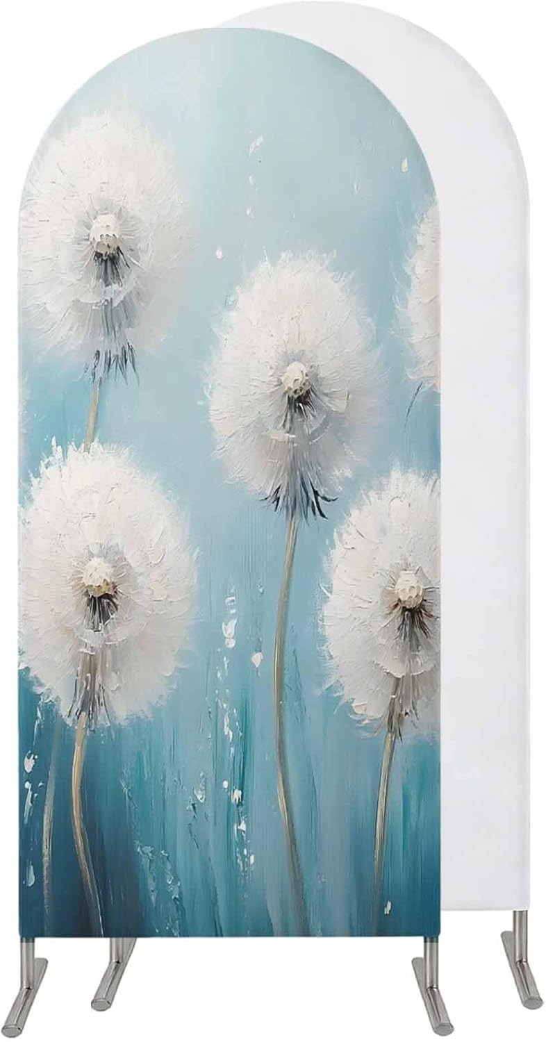 Jnbasdffb 6 White Spring Floral Wedding Arch Cover,Stretchy Spandex Arch Backdrop Stand Covers FT,Modern Oil Painting