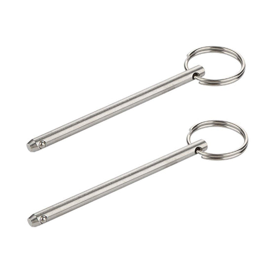 2 Pack Quick Release Pin, Diameter 1/4"(6.3mm), Overall Length 4.1"(105mm), Usable Length 3-1/2"(89mm), Full 316 Stainless Steel, Bimini Top Pin, Marine Hardware