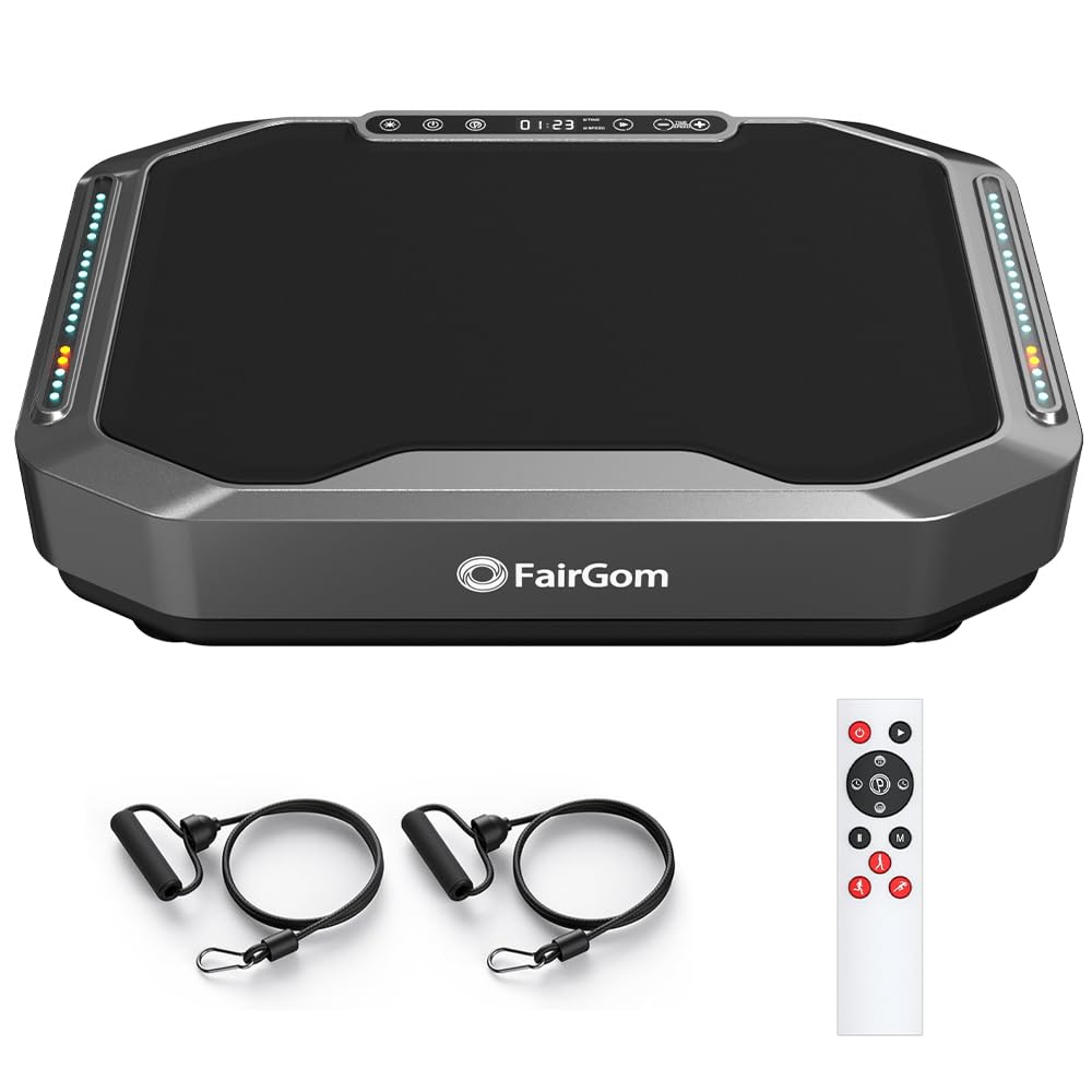 Fairgom Vibration Plate Exercise Machine with LED Display, Fitness Vibrating Lymphatic Drainage Full Body Workout Shaker for Weight Loss, Vibrate Fitness Platform with Cool Lights
