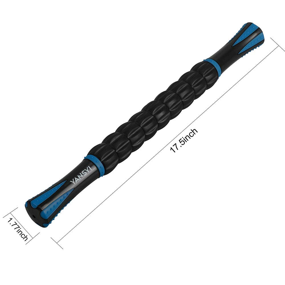 YANSYI Professional 9-Roller Deep Tissue Massage Stick - Portable Muscle Recovery Roller for Athletes, Relieves Post-Workout Soreness & Leg/Back Pain - Portable Physio Tool (Blue 1)