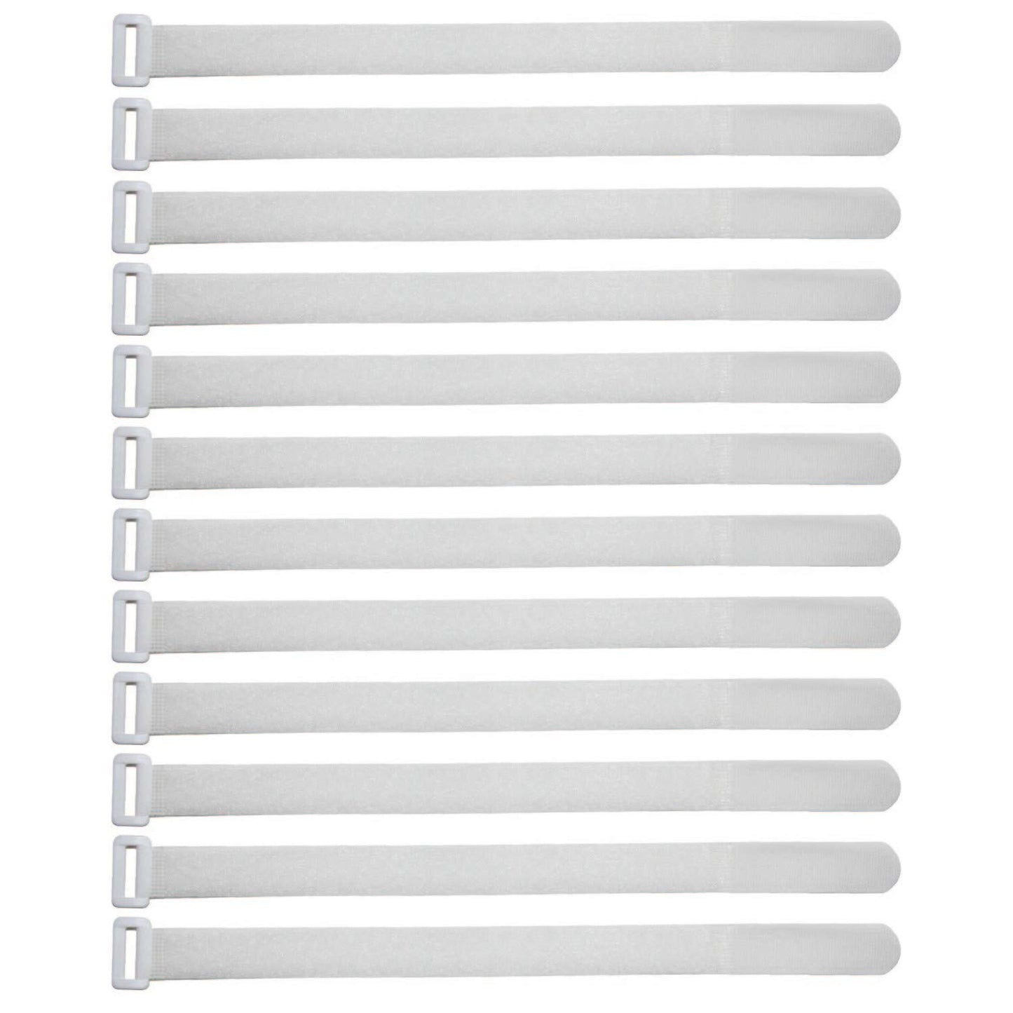 ENVISIONED Reusable Cinch Straps 1.5" x 15" - 10 Pack, Multipurpose Quality Hook and Loop Securing Straps (White)