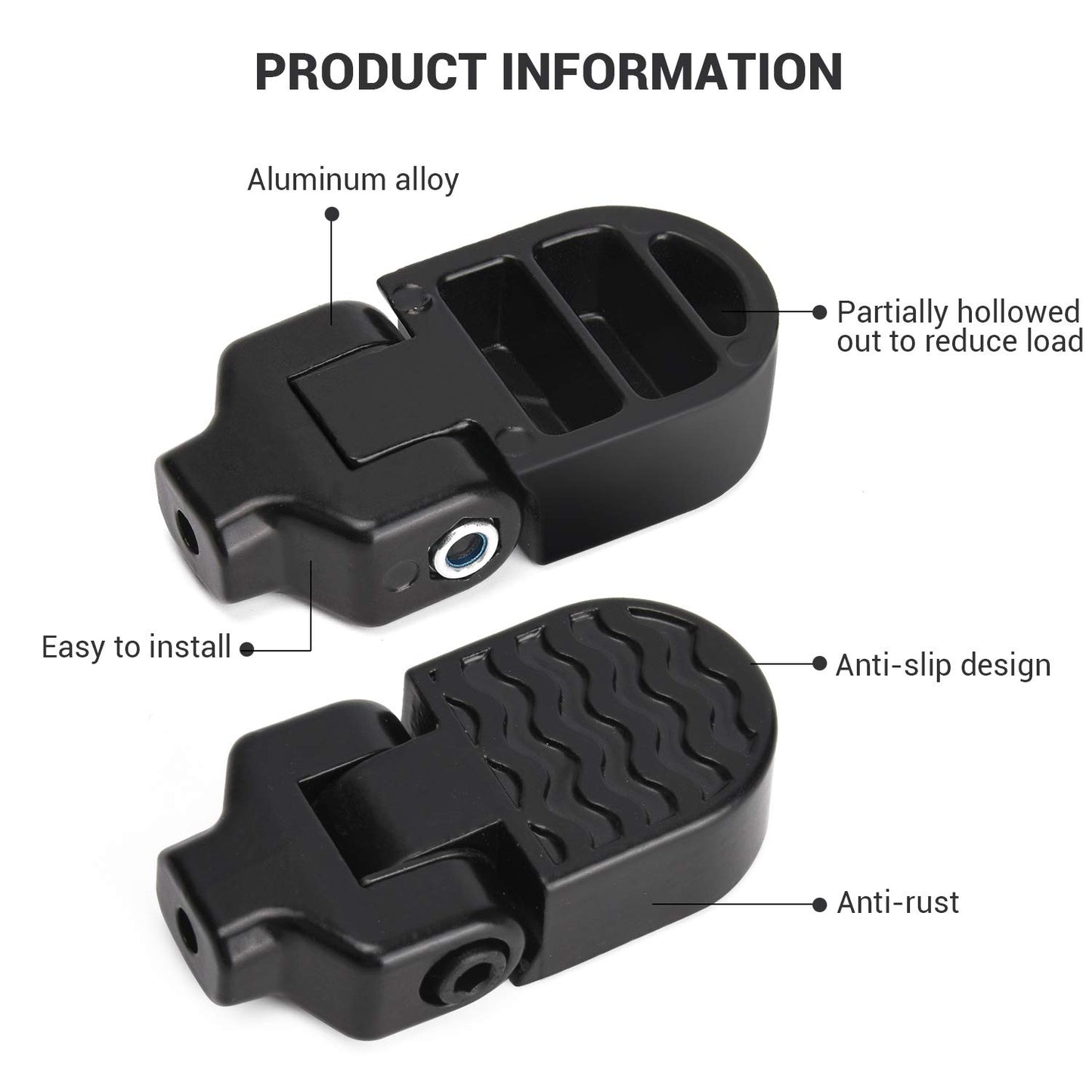 TOBWOLF 1 Pair Mini Bike Rear Pedals, 3.1x1.6 in / 8x4cm Aluminium Alloy Folding Bike Pegs, Non-Slip Bicycle Footrests, Foot Plates Pedals for Folding Mountain Bike, Foldable Bicycle