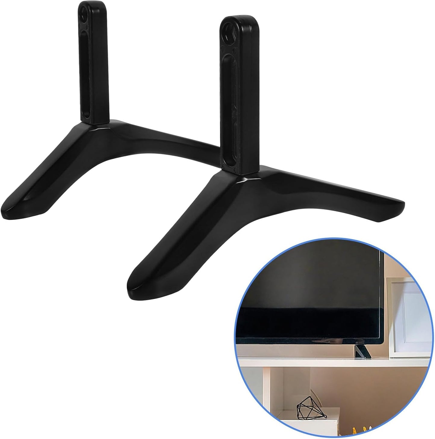 LIFKOME Tv Stand Base Pedestal with Screws Black Tv Support Feet for Tabletop Replacement for Flat Screen Displays Home