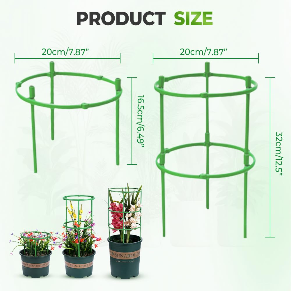 Plant Support Cage, Adjustable Height Garden Stakes for Tomato, Peony, Hydrangea, Snake Plant, Upgraded Thickened Half-Round Plant Supports for Indoor Outdoor Climbing Vegetables & Flowers (15)