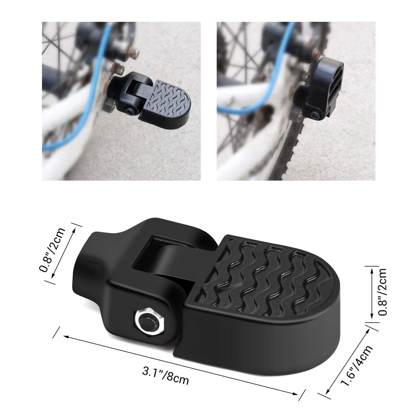 TOBWOLF 1 Pair Mini Bike Rear Pedals, 3.1x1.6 in / 8x4cm Aluminium Alloy Folding Bike Pegs, Non-Slip Bicycle Footrests, Foot Plates Pedals for Folding Mountain Bike, Foldable Bicycle