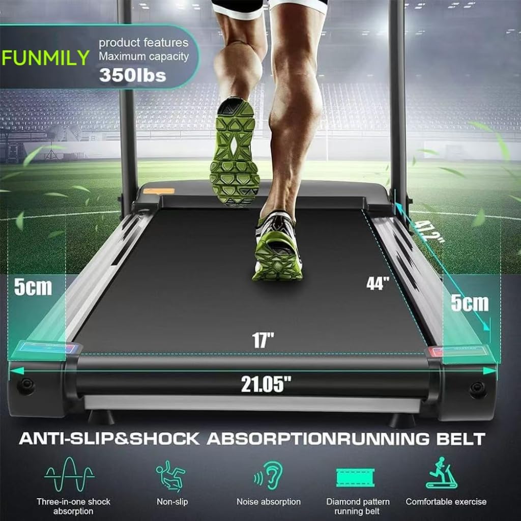 FUNMILY Foldable Treadmills with Incline - Heavy Duty Treadmills with 10" HD WiFi Touchscreen, Smart Walking pad with HiFi Speakers, Running Machine Popular Apps & Interactive Entertainment