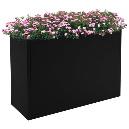 Cashewnuts Metal Planter Box Rectangular Box, 36" x 12" x 24" Heavy Duty Tall Black Planter Divider Garden Boxes Outdoor Planters for Porch Patio Garden (Black)