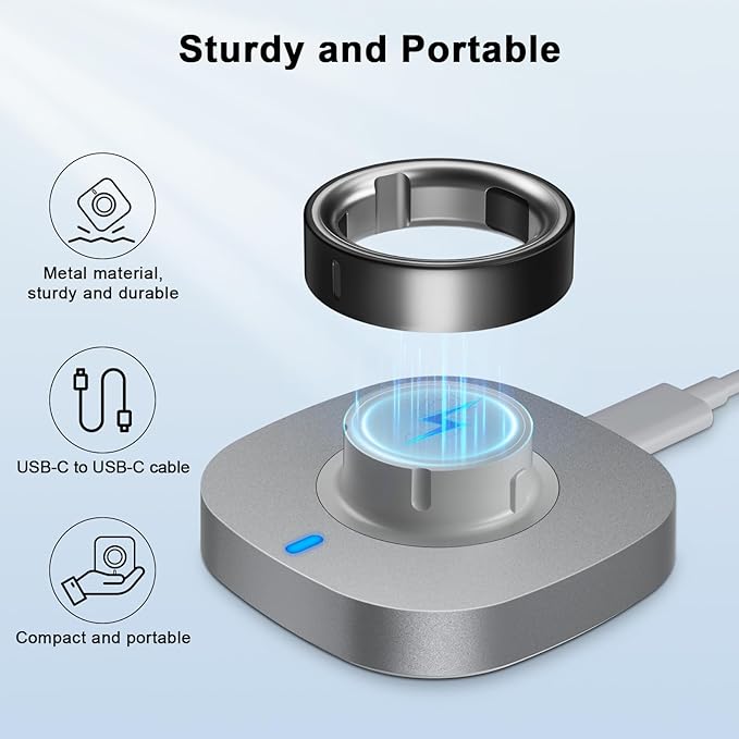 Compatible with Oura Ring Gen 4 Charger Size 4, Fast Charging Dock with USB-C Cable
