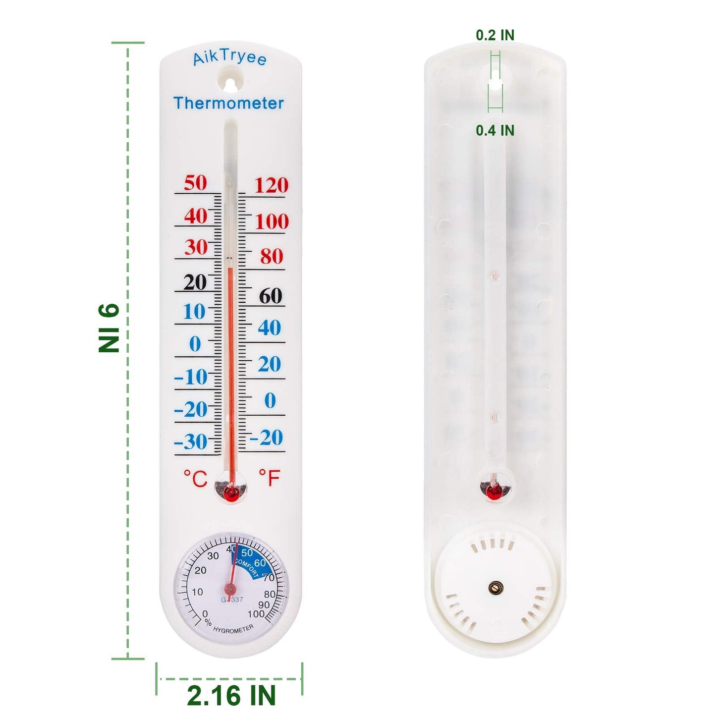 Outdoor Indoor Hygrometer Thermometer, Humidity Monitor, Temperature Humidity Gauge Meter with Celsius/Fahrenheit (℃/℉) for Patio, Field, Cellar, Garden, Humidors, Greenhouse, Closet by AikTryee