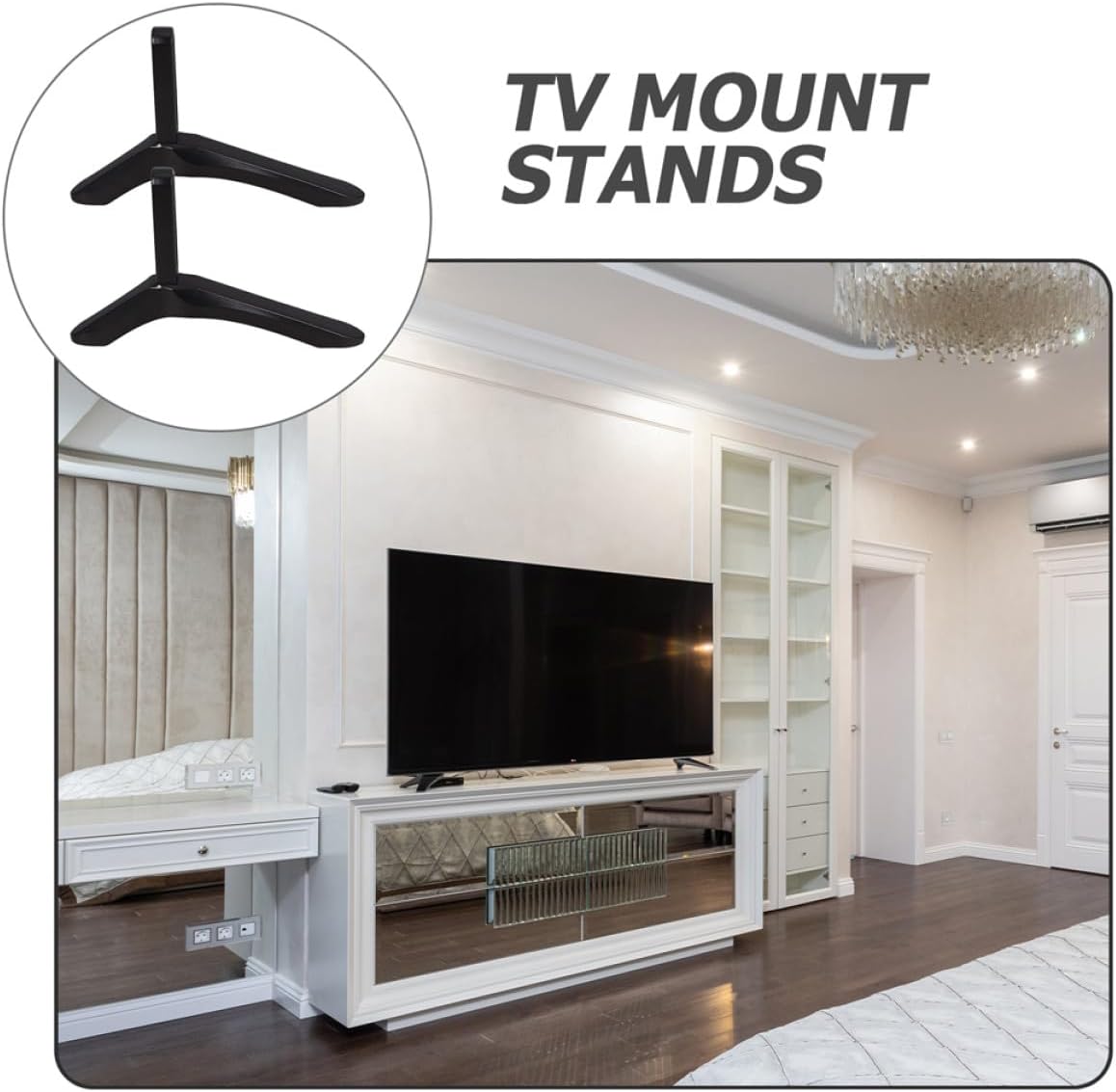 LRXIYODE Countertop No-Drill Aluminum TV Stand Legs for Desktop Televisions Universal Support Bracket Heavy Duty TV