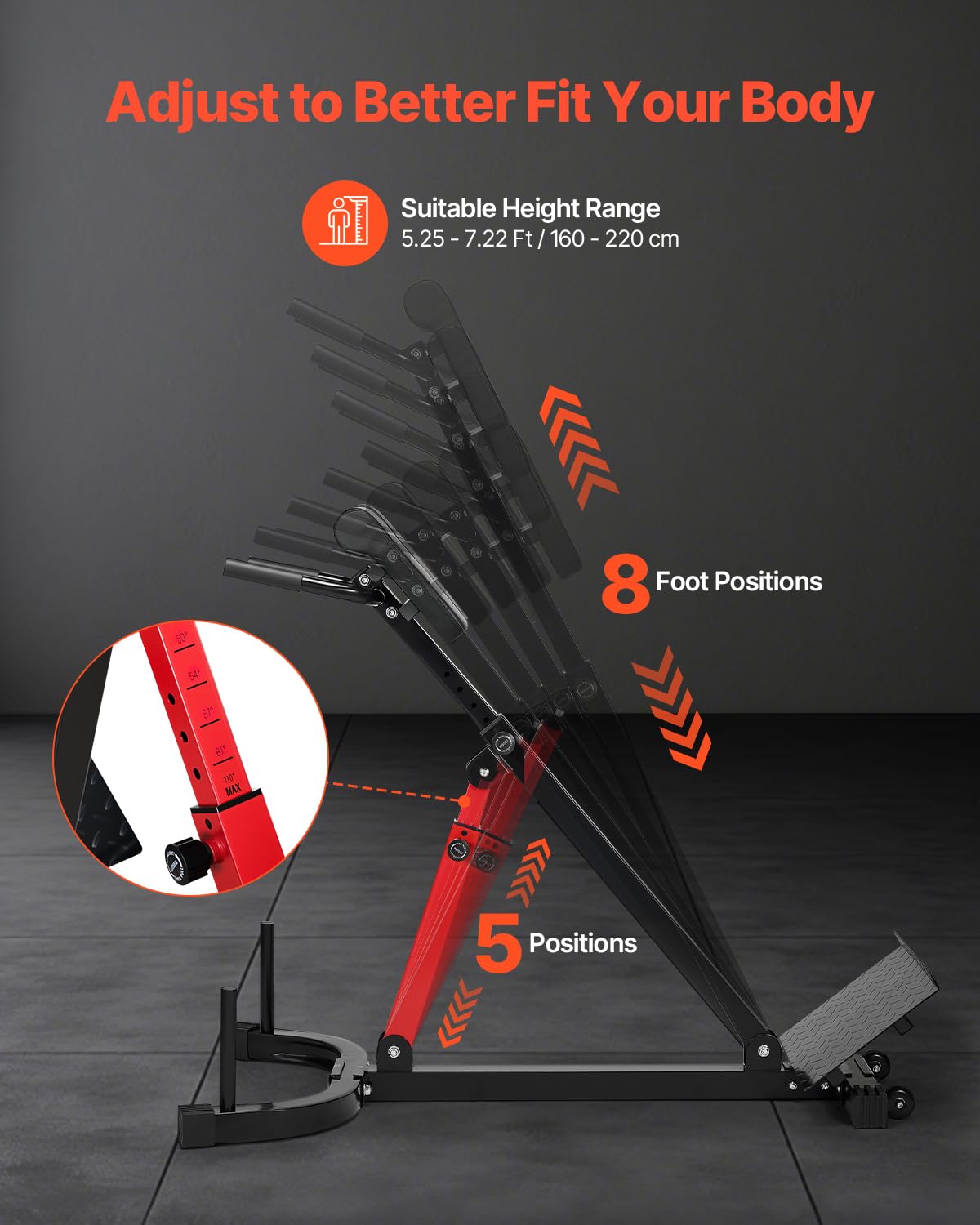 VEVOR Roman Chair Hyperextension Bench, 350 lbs Adjustable Extension Machine, Multi-Function Exercise Equipment for Glute, Hamstring, Lower Back, and Ab Workout, Fitness Weight Bench for Home Gym