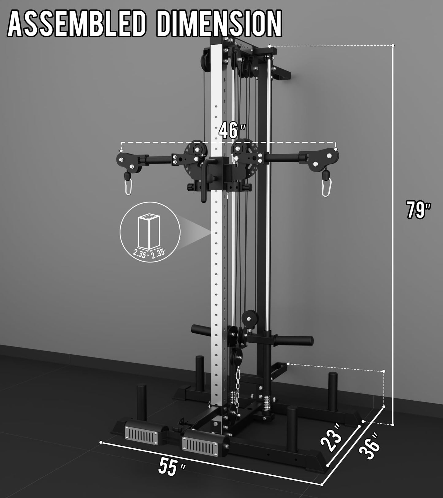 Eonfit E1 2.0 Wall Mounted & Free Standing Cable Machine for Home Gym, LAT Pulldown, Functional Trainer, Cable Crossover Machine Workout Station Pulley System Cable Tower with Leg Holder, Foot Board