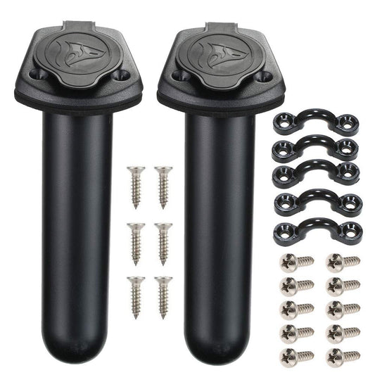 Borogo 2 Pack Kayak Deck Flush Mount Fishing Rod Holders and Cap Cover for Boat, Canoe and Tackle Accessory Tool