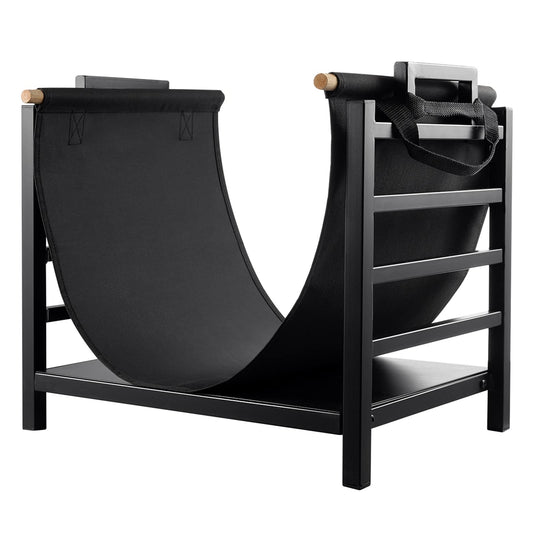 DOEWORKS Indoor Firewood Rack 18 Inch Fireplace Log Holder with Canvas Carrier