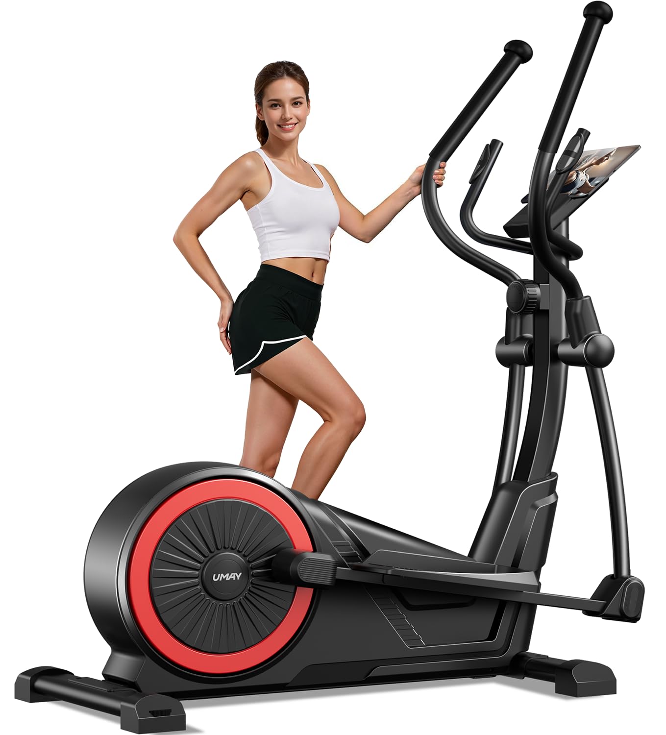 Elliptical Exercise Machine with 15.5" Stride & Heart Rate Grips, Silent Magnetic Elliptical Trainer for Home with 16 Levels Resistance and LCD Monitor,350 LBS Weight Capacity