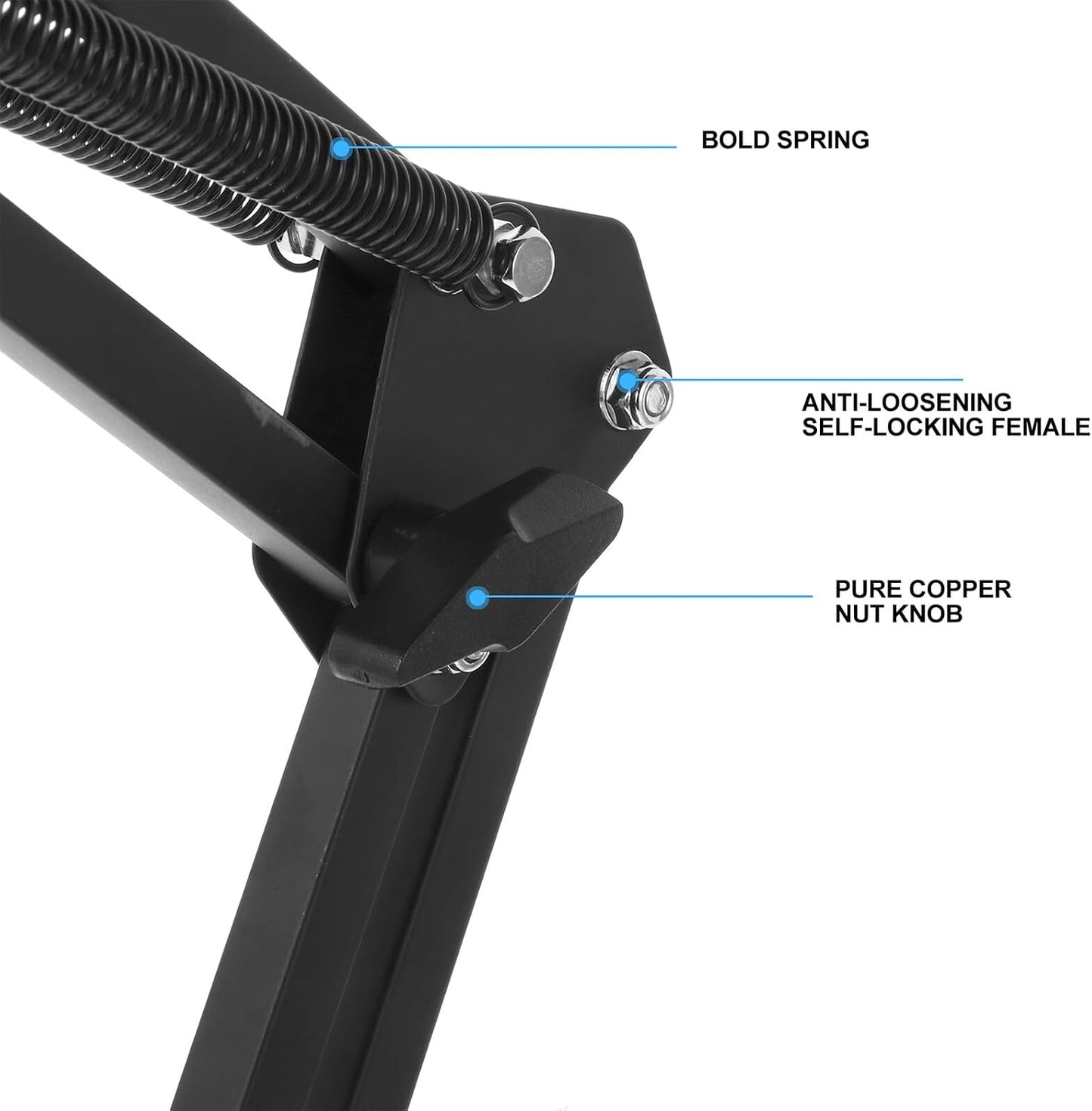 DIYEAH 1/4 Inch Metal Webcam Clamp Desktop Stand with Adjustable Scissor Arm Boom, Screw Interface, Black Suspension