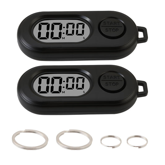 2 Pack Mini Digital Timer Keychain, Portable Countdown Timer and Stopwatch with LCD Display, Small Clip-On Pocket Timer for Cooking, Study, Workouts, Classroom and Daily Use