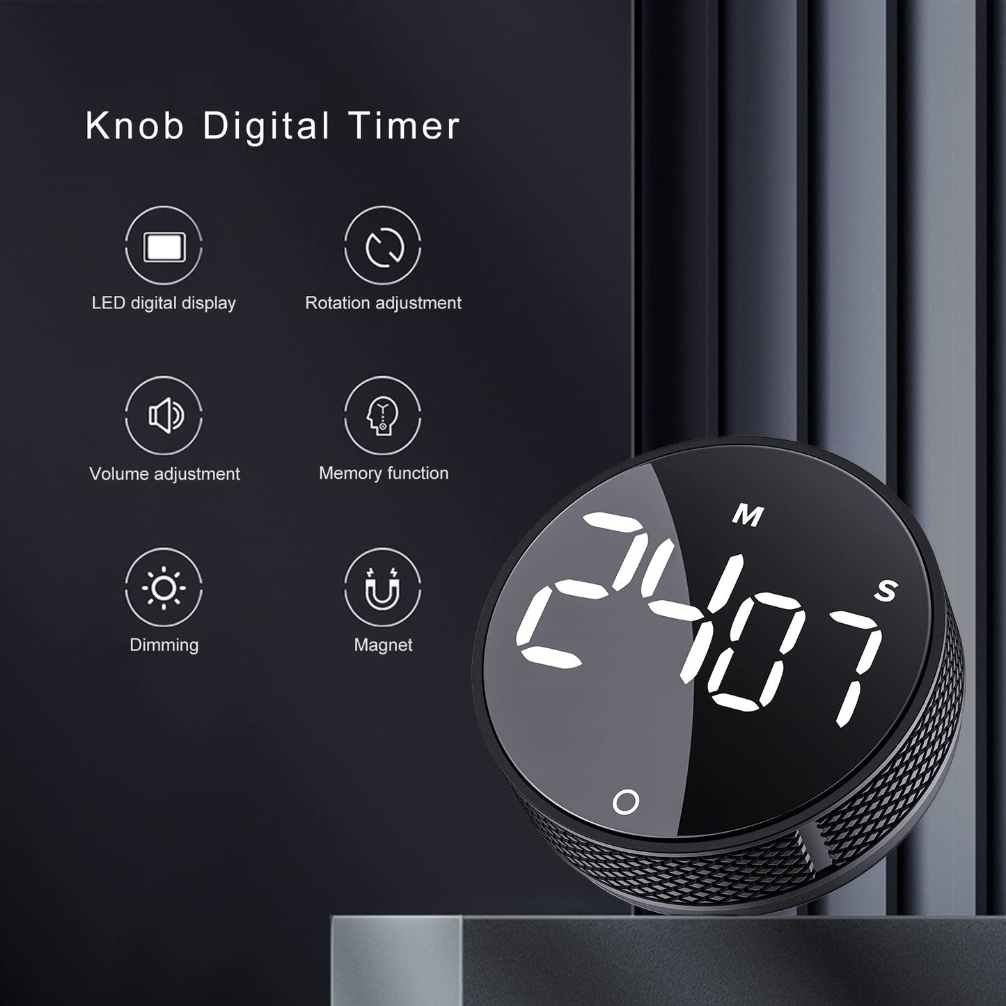 AVINIA Digital Kitchen Timers, Visual timers Large LED Display Magnetic Countdown Countup Timer for Classroom Cooking Fitness Baking Studying Teaching, Easy for Kids and Seniors Black