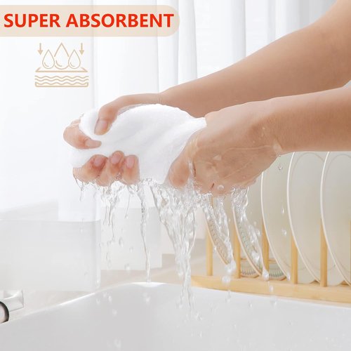 Homaxy 100% Cotton Kitchen Dish Towels - Ultra Soft, Absorbent & Quick Drying | 13 x 28 Inches, 24-Pack, White