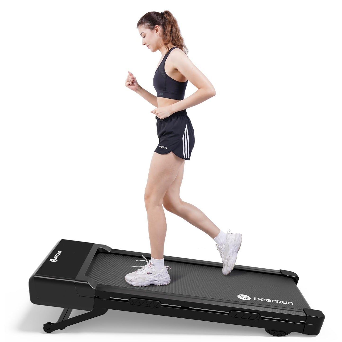 DeerRun Walking Pad Treadmill with Incline, 12% Auto Incline Under Desk Treadmill, 3.0 HP, 300 lb Capacity, Portable Treadmill for Home Office, Remote & App Control