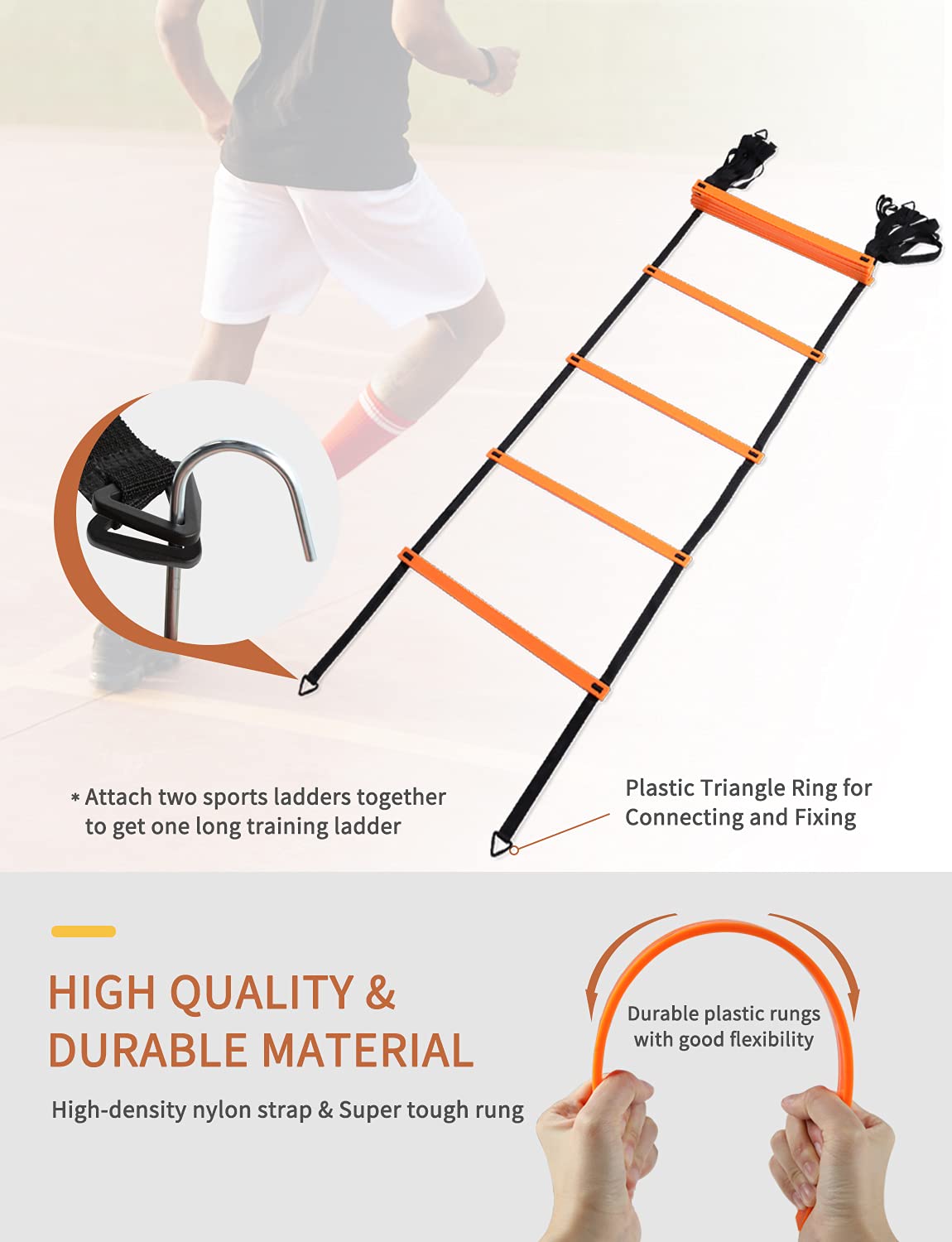 YISSVIC Agility Ladder 20 Feet 12 Adjustable Rungs Speed Training Equipment Set, Agility Ladder, Football Cones, Running Parachute, Jump Rope, Resistance Bands