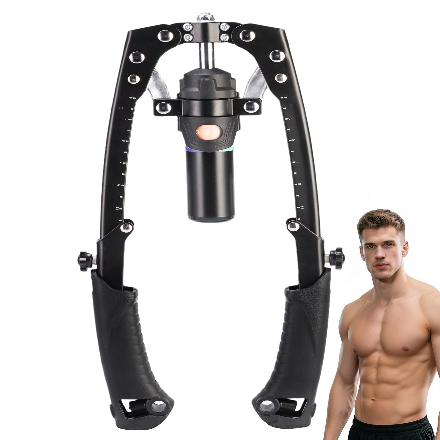 2025 New All-in-One Adjustable Hydraulic Power Chest Press Machine, Chest Expander & Forearm Strengthener, for Upper Body & ABS Fitness (Without Wheels)