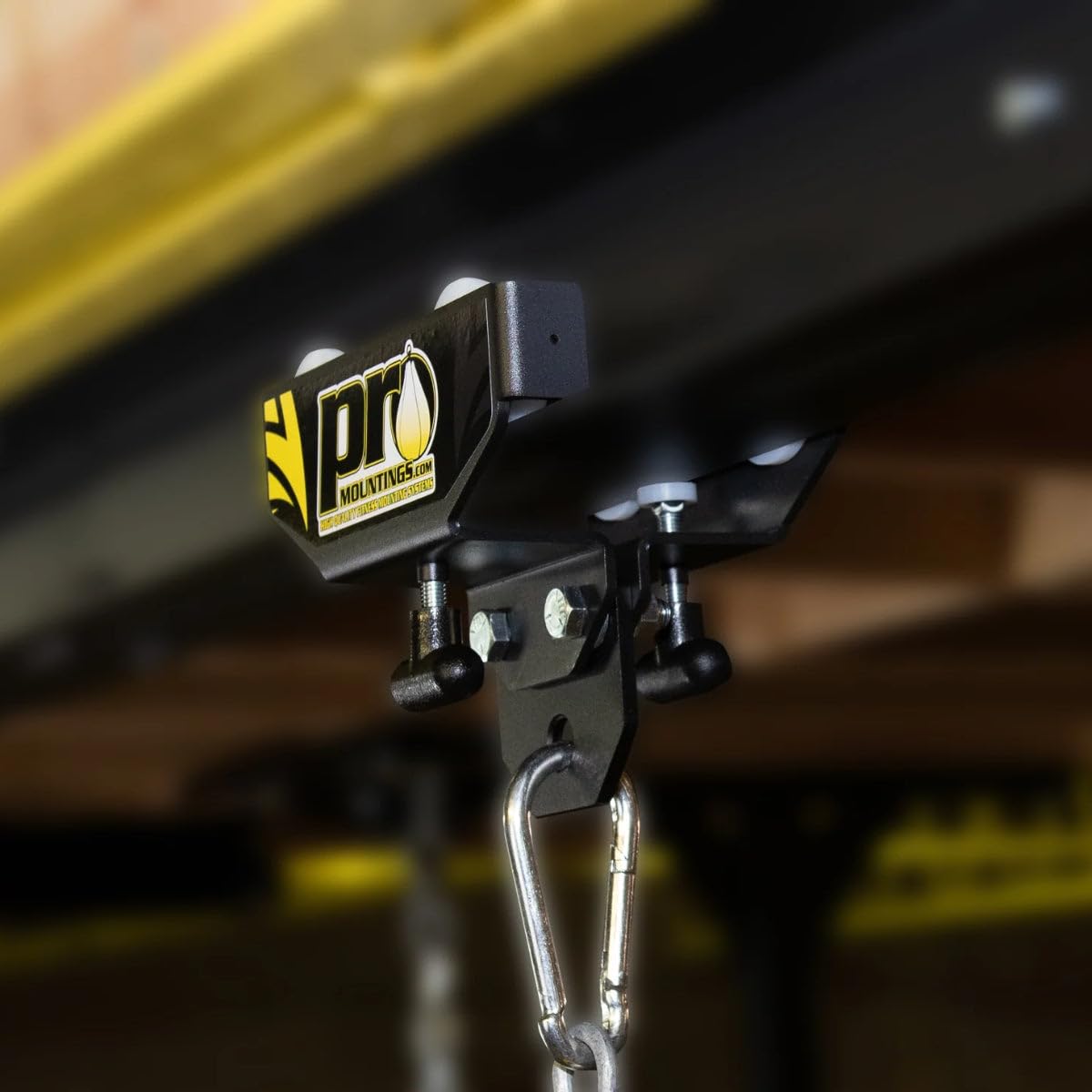 Pro Mountings - Professional Roller Mount Track for Heavy Bags, and Martial Arts Bags | 8 Feet Long (2 4 Foot Connectable Sections) + IB-110R Roller Mount Combo Kit for I Beams or Drywall Mounting