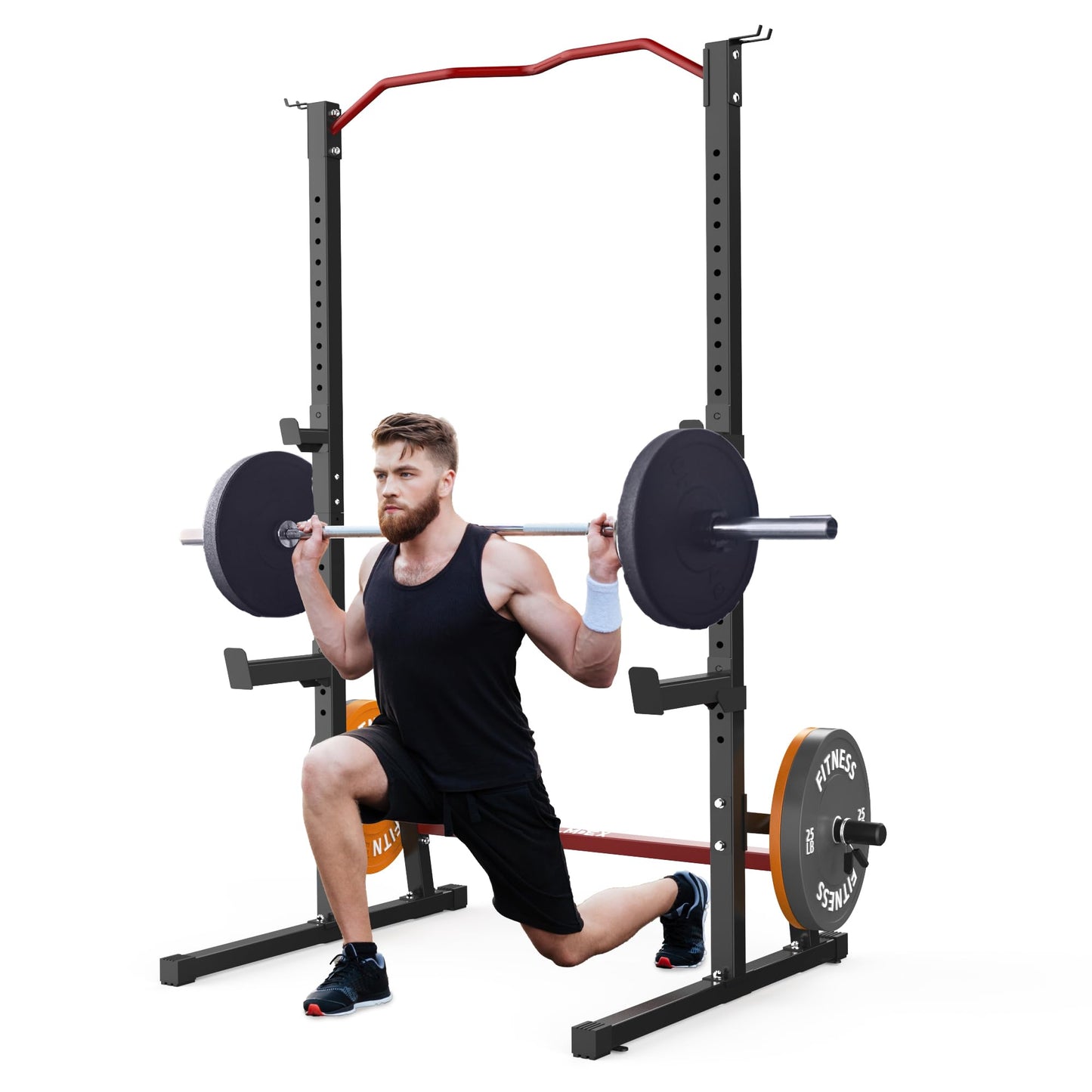Lmdex Adjustable Squat Rack Barbell Rack Squat Stand Bench Press Pull Up Home Gym Weight Rack