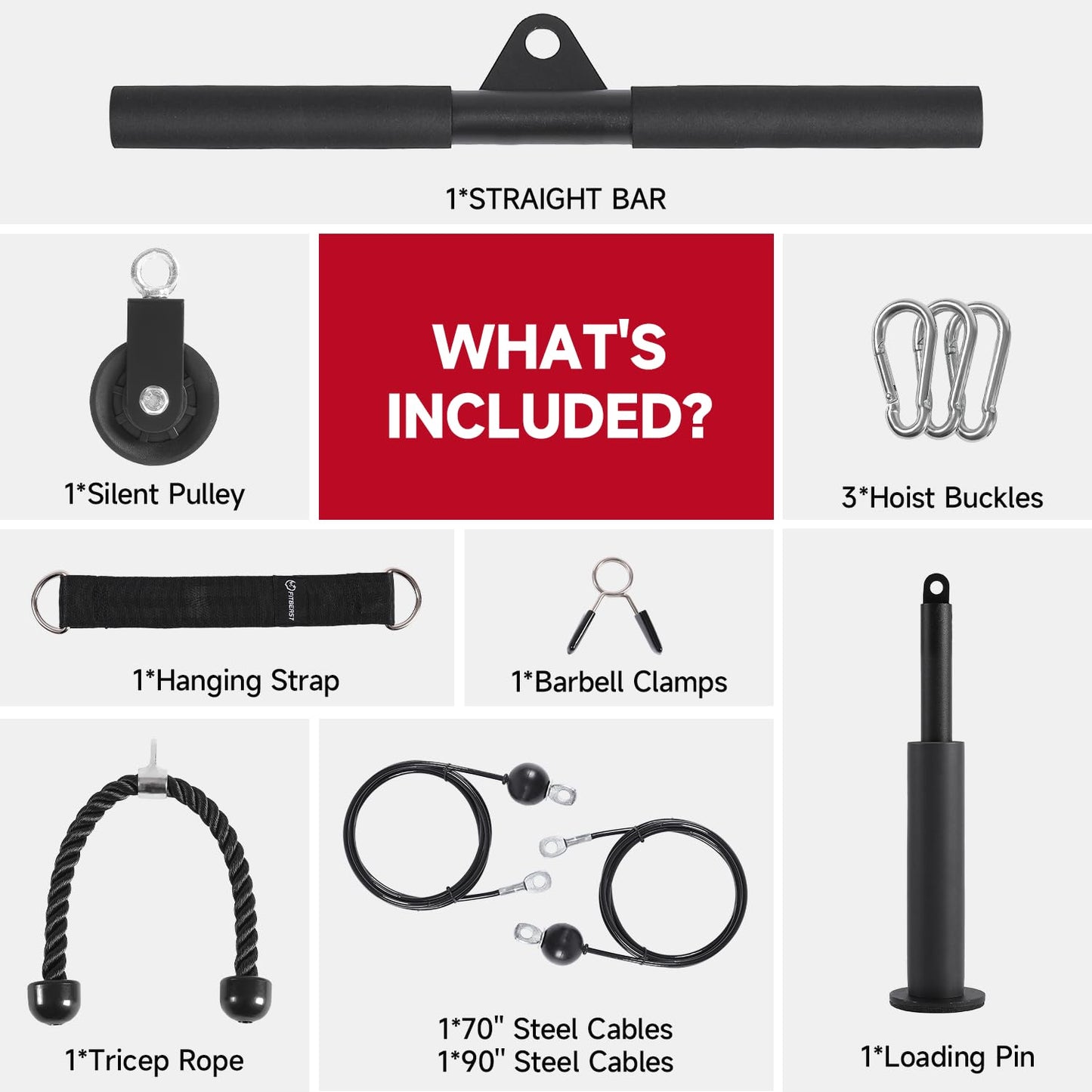 FitBeast Pulley System Gym, Cable Weight Pulley System for Gym LAT Pulldown, Biceps Curl Workout, Ideal Home Gym Equipment for Forearm, Shoulder, Strength Training (Set with Non Multifunctional Bar)