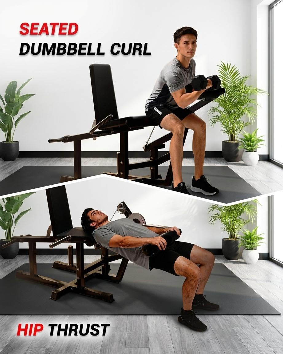 Leg Extension and Curl Machine, 700LBS Adjustable Seated Leg Extension & Lying Leg Curl Machine for Home Gym, Lower Body Workout Equipment Compatible with 1" & 2" Plates, Thigh & Hamstring Trainer