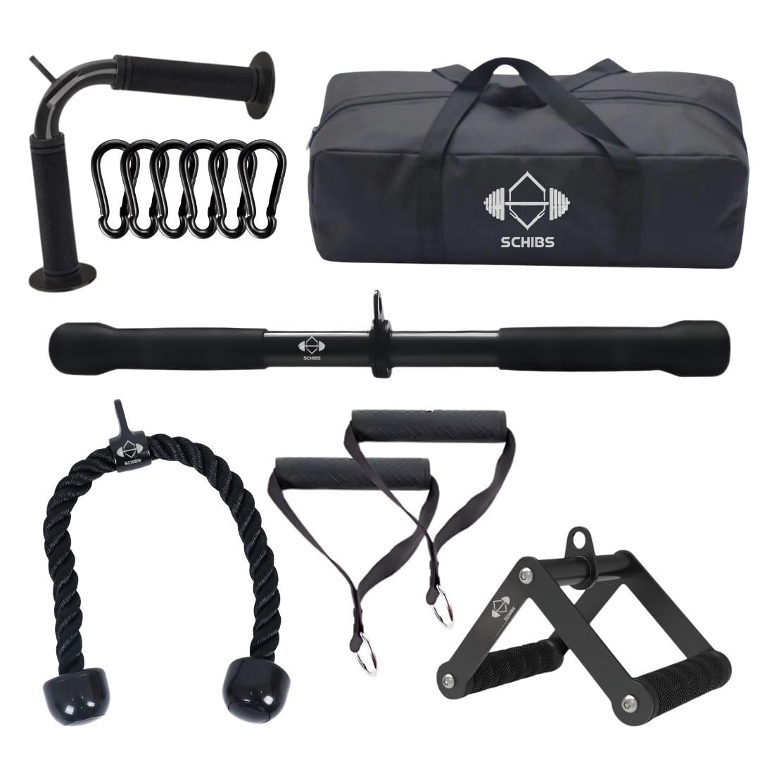 Schibs Cable Machine Attachment Set LAT Pulldown Attachments Weight Machine Accessories for Home Gym