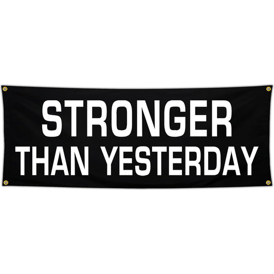 Bomtas Motivational Gym Posters Banners Flags for Home Gym Room Guys Office Bedroom Stronger Than Yesterday Inspirational Flag Banner 24x72 Inch Motivation Wall Art Decor