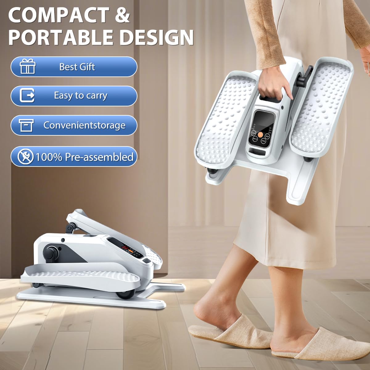 Under Desk Elliptical Machine, Electric Elliptical as Seen on TV for Seniors Adults with 15 Adjustable Speed, Quiet & Portable Electric Seated Pedal Exerciser for Home Office