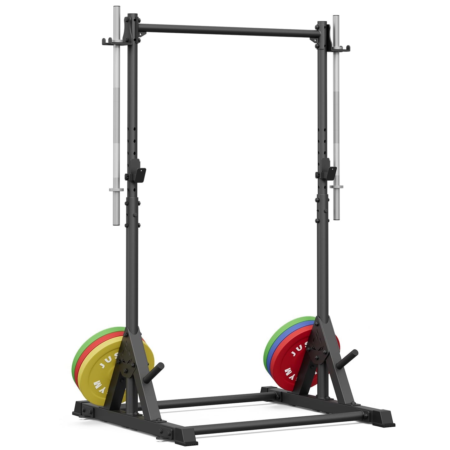 Jusgym Squat Rack with Pull Up Bar, Heavy Duty 600LBS Weight Capacity Squat Rack for Home Gym, Adjustable Multi-Functional Power Racks Strength Training Fitness Equipment