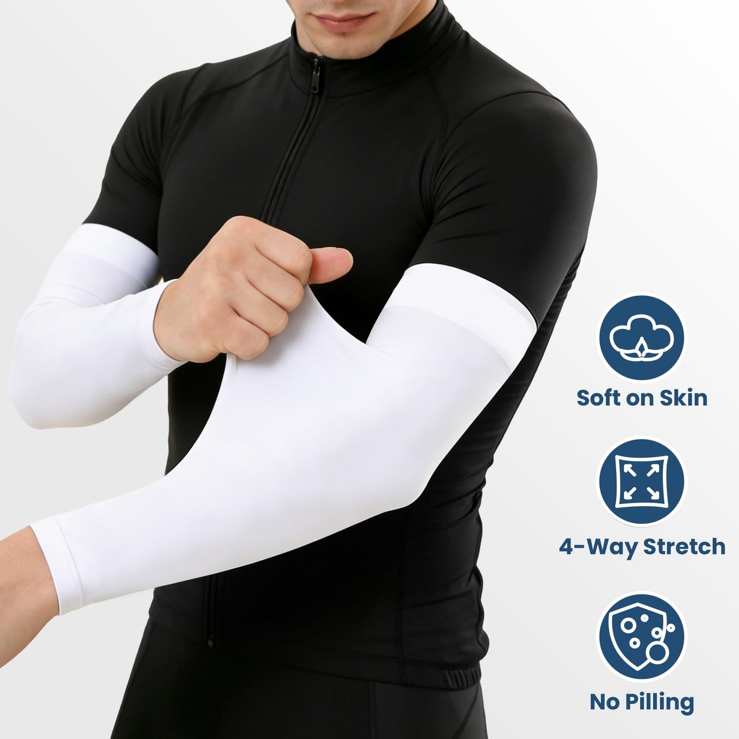 Mochabao 8 Pairs Soft Arm Sleeves, UV Sun Protection Cooling Compression Arm Covers for Outdoor Work, Sports, Men & Women (Black/White/Dark Gray/Light Gray)