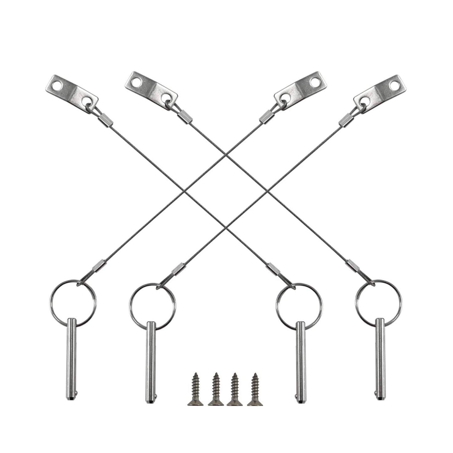 4PIECES of Quick Release Pin 1/4" Diameter, Usable Length 1-1/2"(38mm), Total Length 2"(51mm) Full 316 Stainless Steel, Bimini Top Pin, Marine Hardware