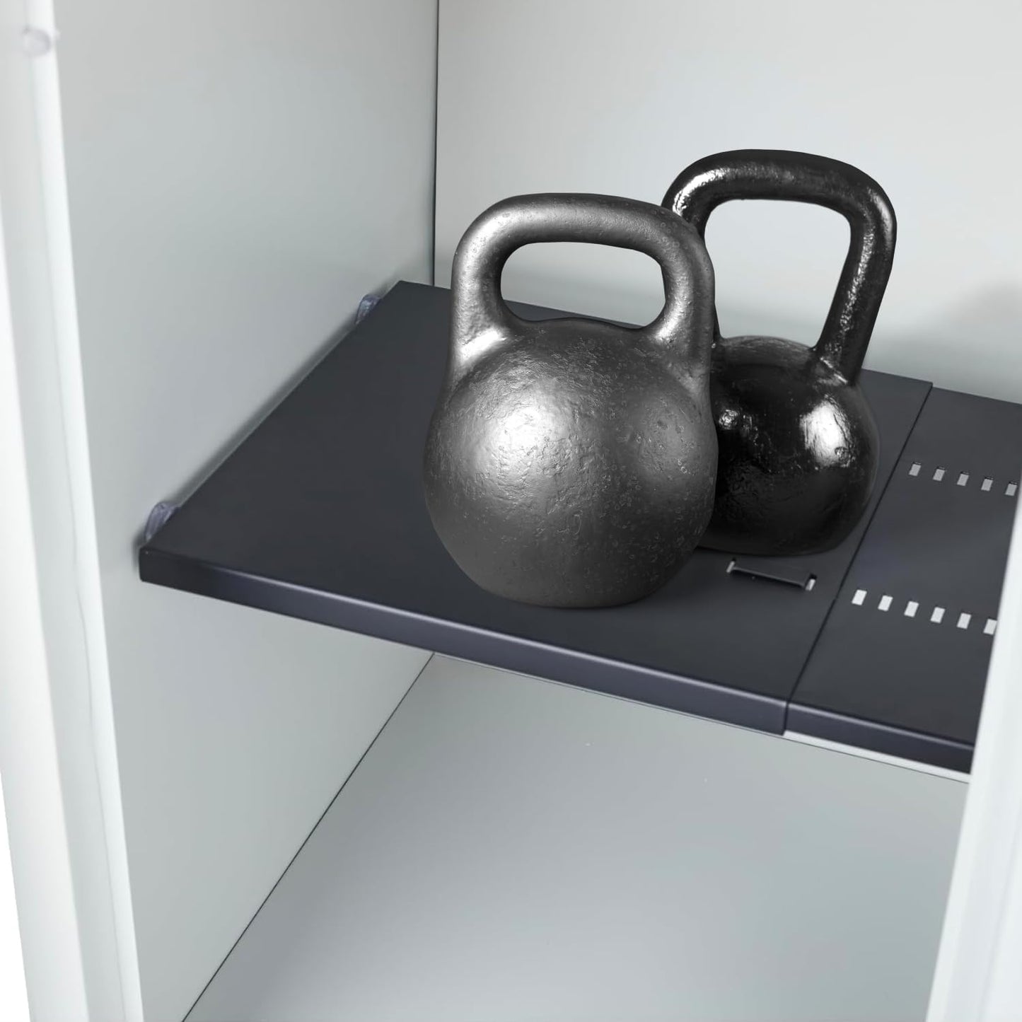 Home in Bold Metal Adjustable Locker Shelf | Heavy Duty Powder-Coated Steel Locker Organizer for School & Gym (Matte Black)