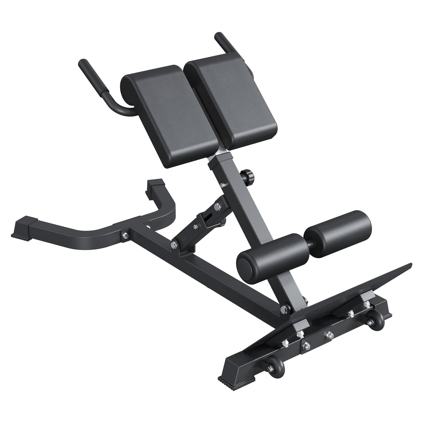 6 Height & 5 Angle Adjustable Roman Chair Hyperextension Bench - Multi-Function Back Extension Machine for Glutes, Hamstrings & Core - Foldable with Transport Wheels for Home Gym
