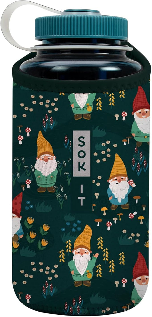 Sok It BotlSok Water Bottle Sleeve Insulated Neoprene Cover (Rollin' with my Gnomies, Fits 32oz Nalgene)