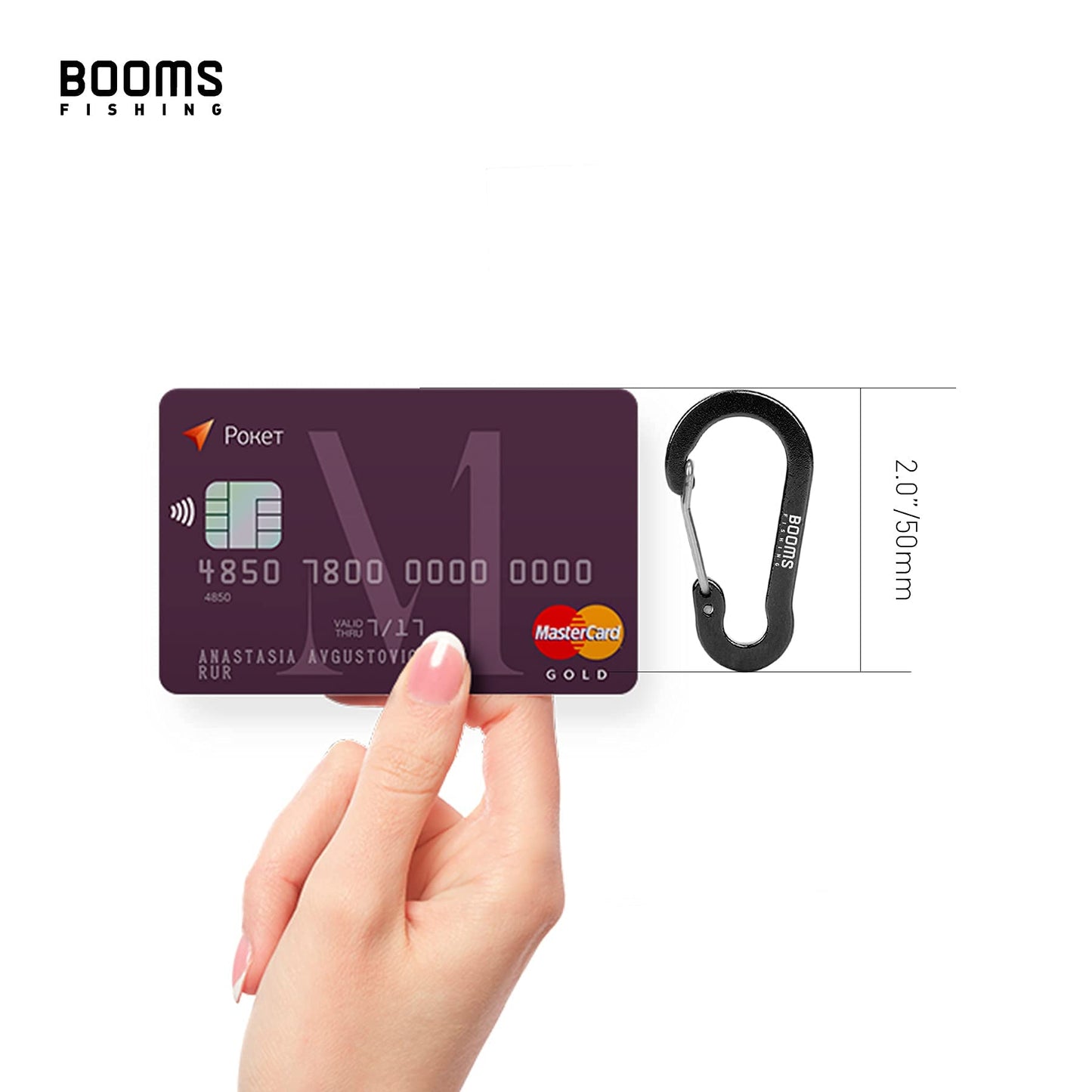 Booms Fishing CC1 Multi-Use Carabiner Clip, 6 Pack Small Caribeener Clips, Mini Keychain Caribeaner Clip 2 inch, Aluminum D Ring Carabiners, Assorted Colors
