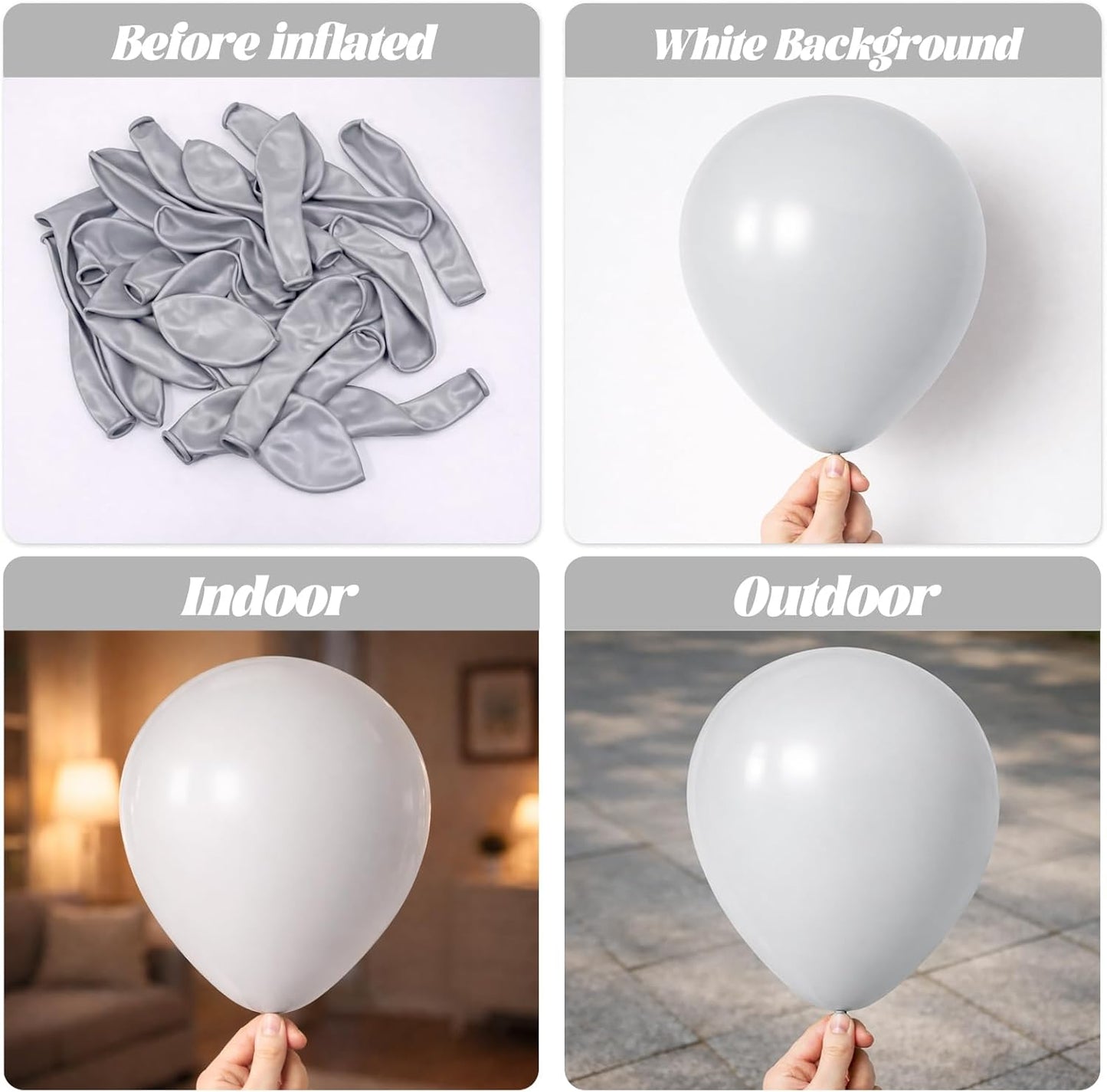 Voircoloria Gray Balloons - 12-Inch Grey Latex Balloons | 66-Pack for Graduation, Weddings & Parties