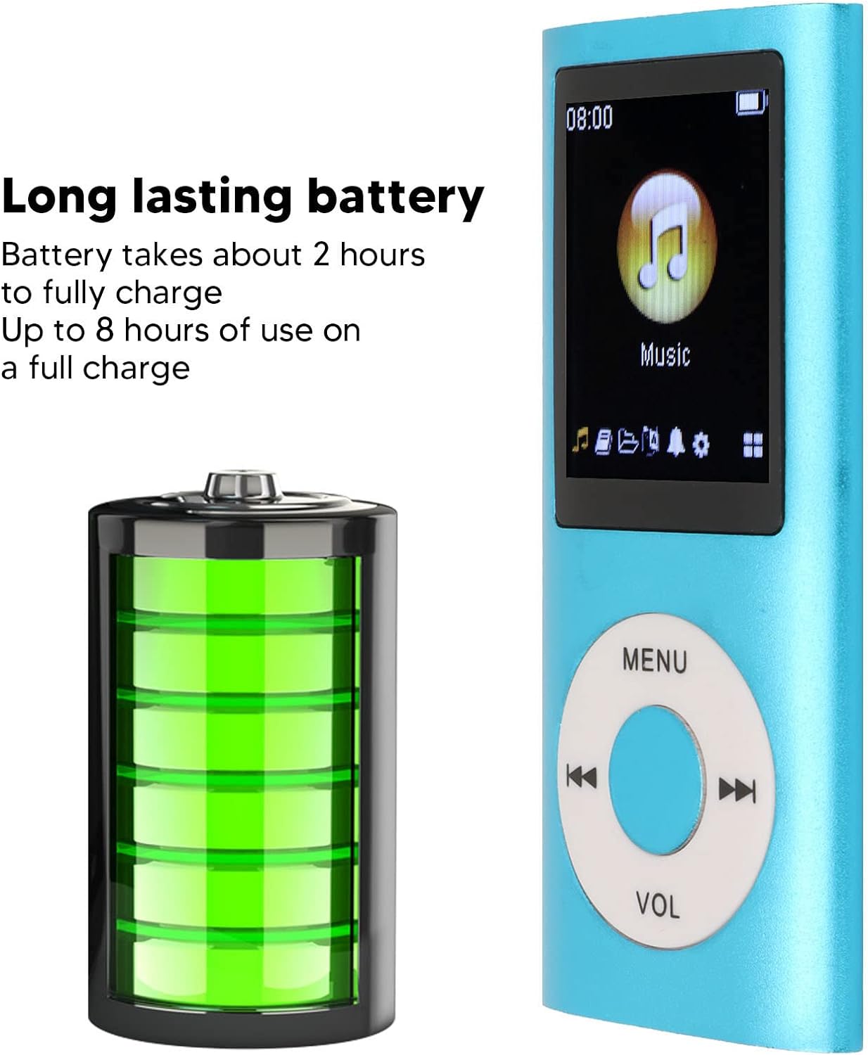 ciciglow MP3 1.8 Inch 200mAh 8 MP3 64GB(Not Player,Portable Music Player with LCD Screen Battery Hour Playback,for WMA